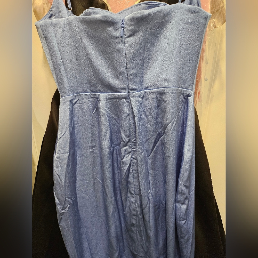 House of CB Blue Satin Corset Maxi Dress Medium Med M - Picture 5 of 5